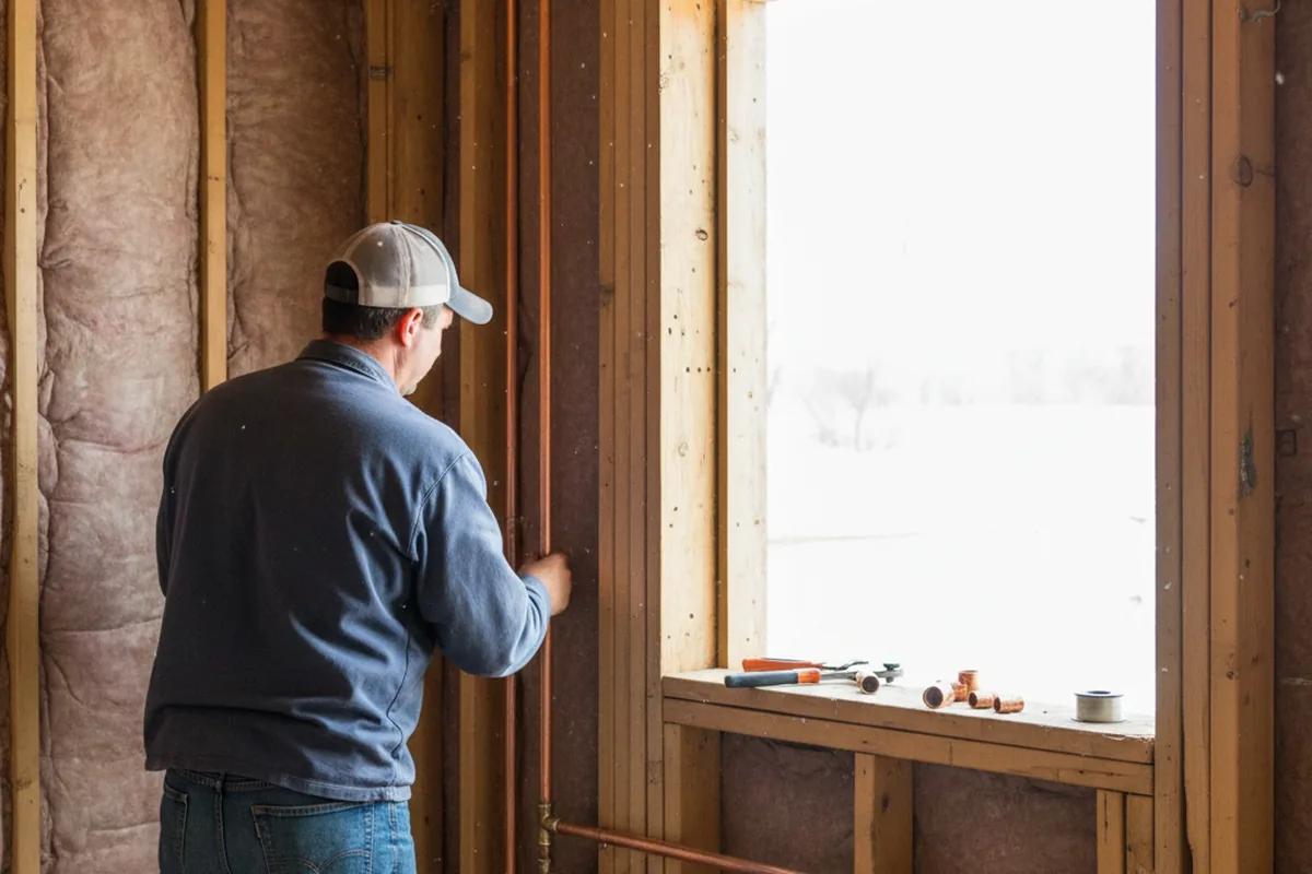 Licensed plumber running new copper supply lines in a Factoryville home